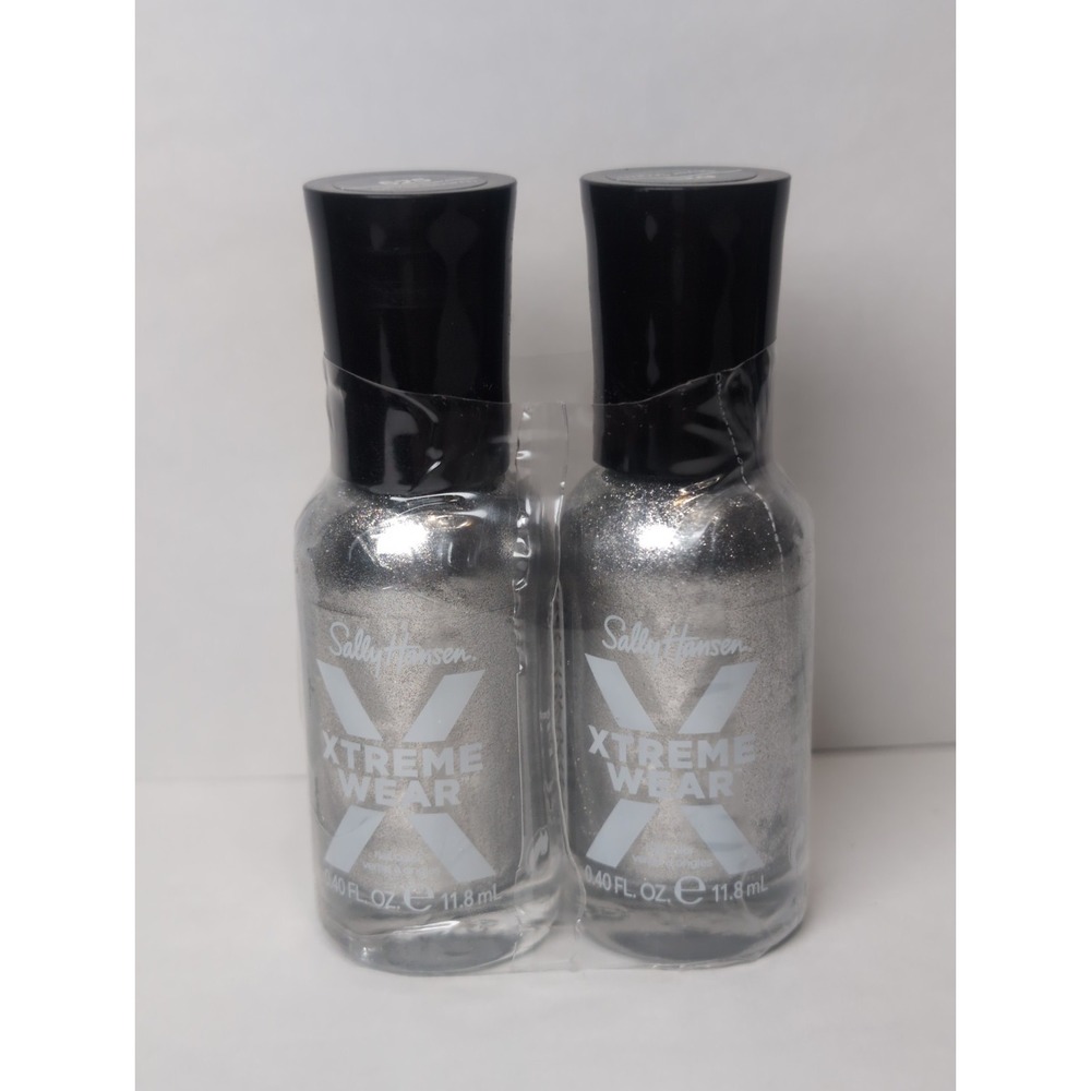 2 Pack SALLY HANSEN Xtreme Wear Nail Lacquer Polish 0.40 oz Color- Silver Storm